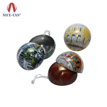 Metal Christmas Decorative Printing Ball Shape Tin Box